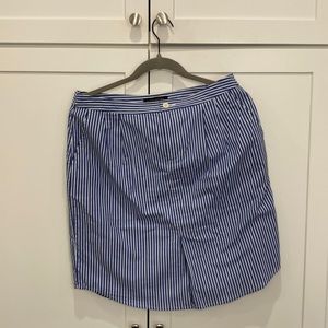 Blue and white striped skirt